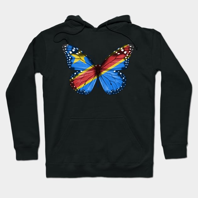 Congolese Flag  Butterfly - Gift for Congolese From Democratic Republic Of Congo Hoodie by Country Flags